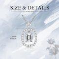 wholesale White Gold Plated Moissanite Geometric Emerald Cut Solitaire Necklace, 1.0ct GRA Certified, Hypoallergenic Silver Chain, Gift Box Included-0-4