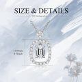 wholesale White Gold Plated Moissanite Geometric Emerald Cut Solitaire Necklace, 1.0ct GRA Certified, Hypoallergenic Silver Chain, Gift Box Included-0-4