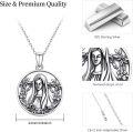 wholesale 925 Sterling Silver Virgin Mary Medal Necklace for Women Girls Catholic  47cm Chain Length-0-5