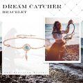 wholesale Rose Gold Turquoise Feather Dreamcatcher Adjustable Bracelet - 925 Sterling Silver  (9)-0-5