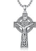 wholesale 925 Sterling Silver Celtic Crucifix Cross Pendant Necklace  for Men & Women - Protection Amulet Religious Jewelry with 24 Rolo Chain (Gift Included)-0-0