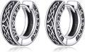 wholesale 925 Sterling Silver Viking Celtic Wolf Skull Vintage Hoop Earrings for Men & Women-0-0