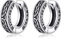 wholesale 925 Sterling Silver Viking Celtic Wolf Skull Vintage Hoop Earrings for Men & Women-Celtic Knot