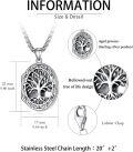 wholesale 925 Sterling Silver Tree of Life Oval Lockets with Chain - Photo Frame Pendants Necklaces Gift for Her-0-3