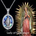 wholesale 925 Sterling Silver Virgin Mary Pendant Necklace with Abalone Shell and Pray for Us Inscription - Religious  for Women Girls-0-4