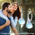 wholesale 925 Sterling Silver Blue Moonstone Triangular Drop Dangle Leverback Earrings Gift for Her-0-1