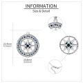 wholesale 925 Sterling Silver Compass Pendant Necklace with Blue Opal Stones for Nature Lovers Gifts-0-3