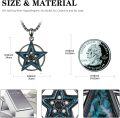 wholesale 925 Sterling Silver Turquoise Stone Triple Moon Pentagram Necklace for Women Men Wicca Pagan  48cm Chain Length-0-3