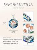 TOUPOP Sterling Silver Crystal Pink Tulip Flower Necklace Birthday Gifts For Women-0-3