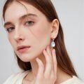 wholesale 925 Sterling Silver Moonstone Drop Earrings Platinum Plated Pear Cut Filigree Lever Back-0-1