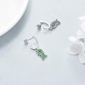wholesale 925 Sterling Silver Green Crystal Fish Shape Huggie Hoop Earrings for Women-0-5