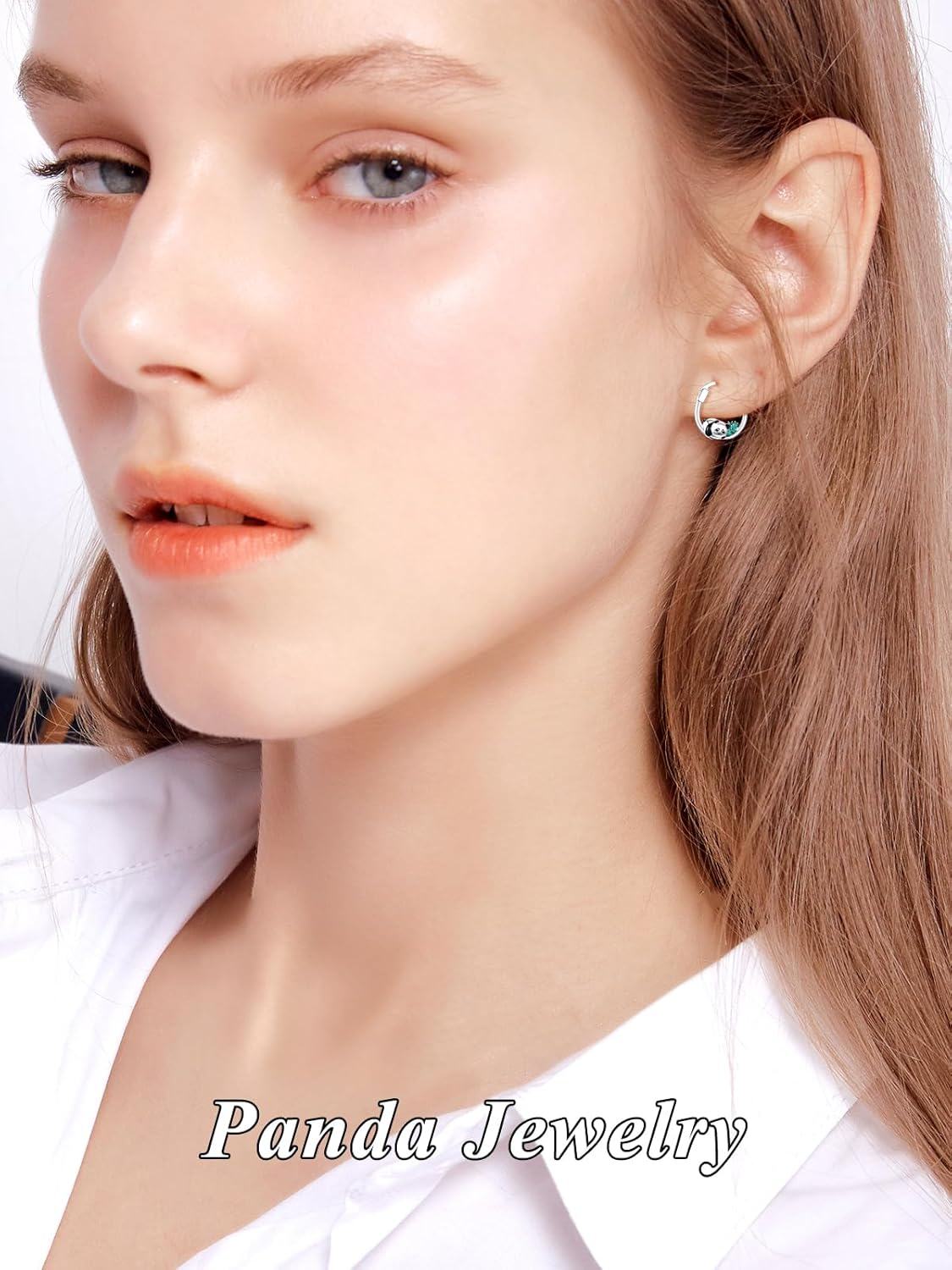 wholesale 925 Sterling Silver Panda Bear Leaf Hoop Earrings for Women Girls -0-4