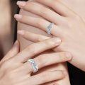 TOUPOP 14k White Gold Plated Moissanite D VVS1 Engagement Wedding Ring Set-0-1
