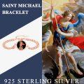 wholesale 925 Sterling Silver & Black Onyx St Michael Bracelet, 20mm Charm, 7+2 Chain-0-6