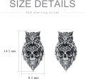 wholesale 925 Sterling Silver Skull Owl Stud Earrings for Men Women Gothic  6mm Diameter-0-5