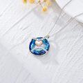 wholesale TOUPOP Jewelry For Her Sterling Silver Forever Love Heart Pendant Necklace With Blue Circle Crystal For Women Jewelry Birthday Anniversary Christmas Gifts -0-4