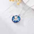 TOUPOP Sterling Silver Blue Crystal Forever Love Heart Pendant Necklace-0-4