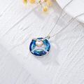 TOUPOP Sterling Silver Blue Crystal Forever Love Heart Pendant Necklace-0-4