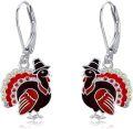 wholesale 925 Sterling Silver Thanksgiving Turkey Drop Earrings with Enamel and Crystal Accents-0-0