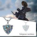 wholesale 925 Sterling Silver Tri Force Shield Pendant with Saint Michael and Abalone Shell Design Necklace-0-4