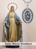 wholesale 925 Sterling Silver Saint Virgin Mary Pendant Necklace with Chain for Women Men Catholic  45cm Length-0-5