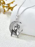 wholesale TOUPOP Nightmare Jewelry Sterling Silver Nightmare Necklace Skull Necklace Nightmare Gifts Heart Necklace Moon Pendant Birthday Christmas Gifts For Women Wife Daughter Couple -0-4