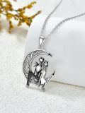 TOUPOP Sterling Silver Nightmare Jewelry Skull Heart Moon Pendant Necklace-0-4