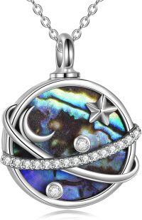 wholesale 925 Sterling Silver Abalone Shell Cremation Urn Necklace for Ashes Nature Lovers s Memorial Keepsake Pendant for Women-03-Star Moon