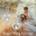 wholesale 925 Sterling Silver Platinum Plated Angel Wings Heart Moonstone Drop Earrings-0-5