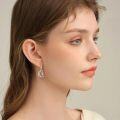 wholesale 925 Sterling Silver Pink Ribbon Cancer Awareness Crescent Moon Drop Earrings for Women-0-2