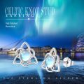 wholesale 925 Sterling Silver Celtic Knot Rainbow Moonstone Stud Earrings Hypoallergenic Light Weighted Jewelry for Women Girls Gifts 6mm Diameter-0-3