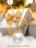 TOUPOP 14K Gold Freshwater Pearl Necklace with Bow Heart Dolphin Pendant-0-4