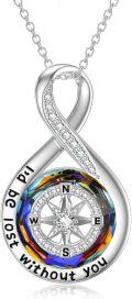 wholesale TOUPOP Compass Necklace For Women Sterling Silver I'd Be Lost Without You Necklaces Wedding Anniversary Jewelry Graduation Birthday Gifts For Her Wife Girlfriend -0-0