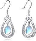 wholesale 925 Sterling Silver Teardrop Moonstone Celtic Trinity Knot Drop Earrings-0-0