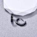 wholesale 925 Sterling Silver Black Viking Hoop Earrings w/ Runes - Norse Pagan -0-2