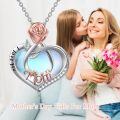 TOUPOP Sterling Silver Moonstone Rose Flower Love Heart Necklace For Mom/Grandma-0-1