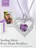 TOUPOP 925 Sterling Silver 12 Birthstone Double Heart Rose Necklace-0-2