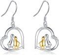 wholesale 925 Sterling Silver Penguin Heart Shape Dangle Drop Earrings for Women-0-0