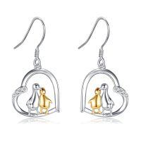 wholesale 925 Sterling Silver Mother And Baby Goose Heart Earrings-Duck