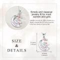wholesale 925 Sterling Silver Sheep on Crescent Moon Pendant Necklace with Stars and Stones for Women-0-5