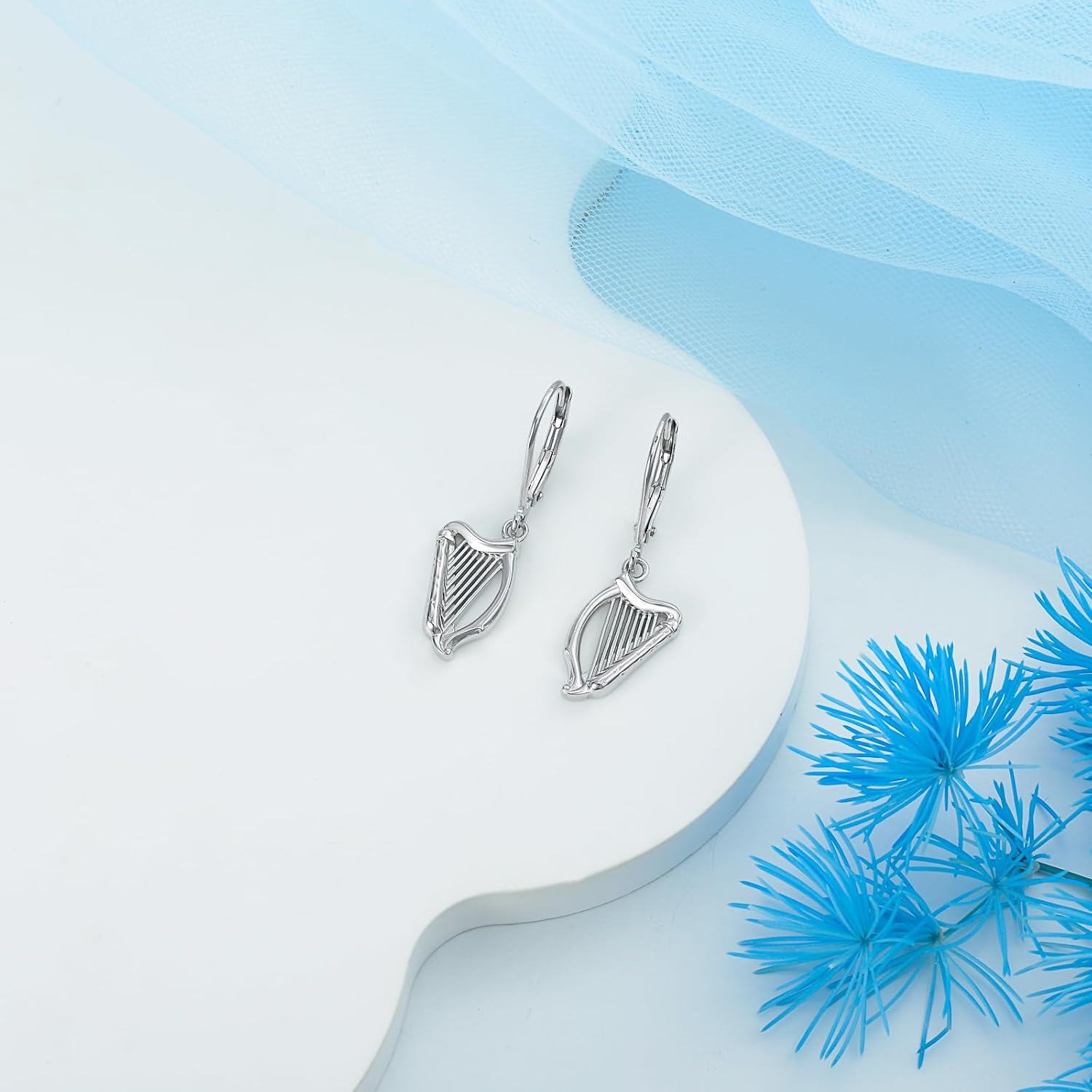 wholesale 925 Sterling Silver Harp Leverback Drop Earrings - Music  for Women-0-1