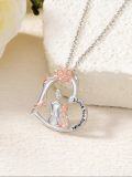 wholesale 925 Sterling Silver Rose Heart Mother Daughter Necklace - 0.78x0.87 Inch, 18+2 Inch Adjustable, Gift for Mom (60 characters)-0-2