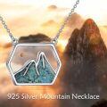 wholesale 925 Sterling Silver Turquoise Mountain Hexagon Pendant Necklace Gold Sun Accent Jewelry-0-1