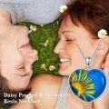 wholesale 925 Sterling Silver Blue & Yellow Daisy Heart-Shaped Resin Pendant Necklace-0-4