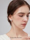 wholesale 925 Sterling Silver Platinum Plated Cute Koala Opal Heart Stud Earrings-0-1