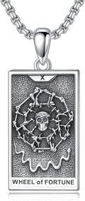 wholesale 925 Sterling Silver Wheel of Fortune Tarot Pendant Necklaces for Men Women Gifts-0-0