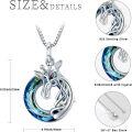 wholesale 925 Sterling Silver Blue Crystal Celtic Knot Giraffe Pendant Necklace-0-5