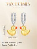wholesale 925 Sterling Silver Duck Shape Enamel Huggie Hoop Earrings for Women Girls-0-2