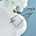 TOUPOP 925 Sterling Silver Birthstone Cross Heart Bracelet For Women-0-4