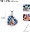 wholesale 925 Sterling Silver Heart-Shaped Abalone Shell Pendant with Wolves and I Love You Forever Inscription - Valentine's Day Gifts for Her-0-3